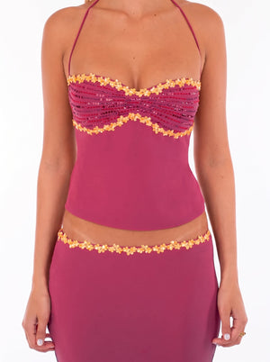 Sequin Floral Halter Set
