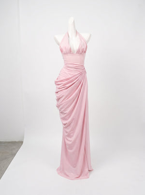 Draped Halter Slit Gown