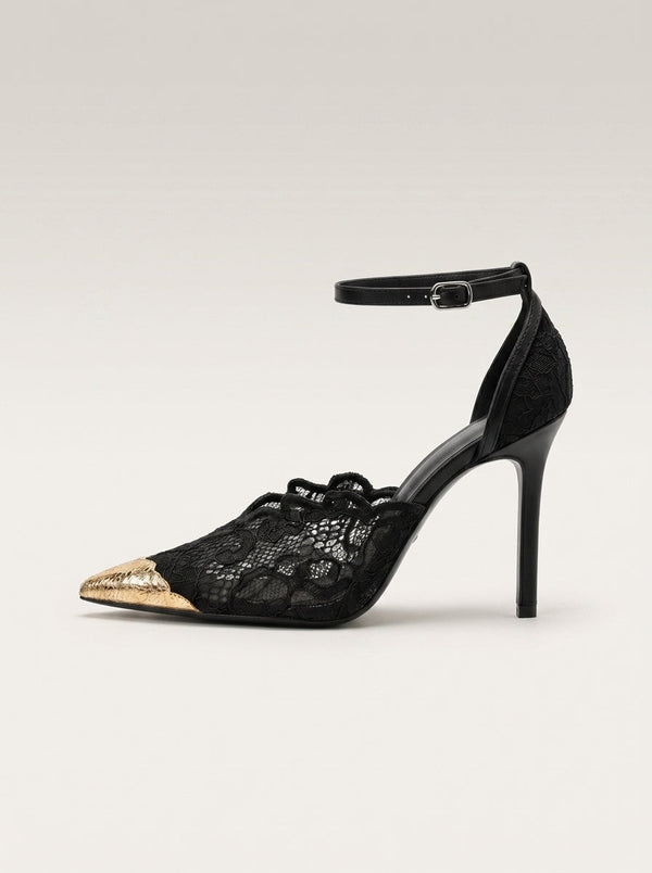 Lace Gold Cap Stiletto