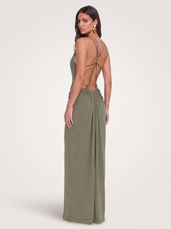 Gold Ring Cut-Out Maxi Dress