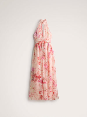 Floral Halter Backless Maxi Dress