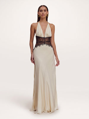 Lace Corset Halter Maxi