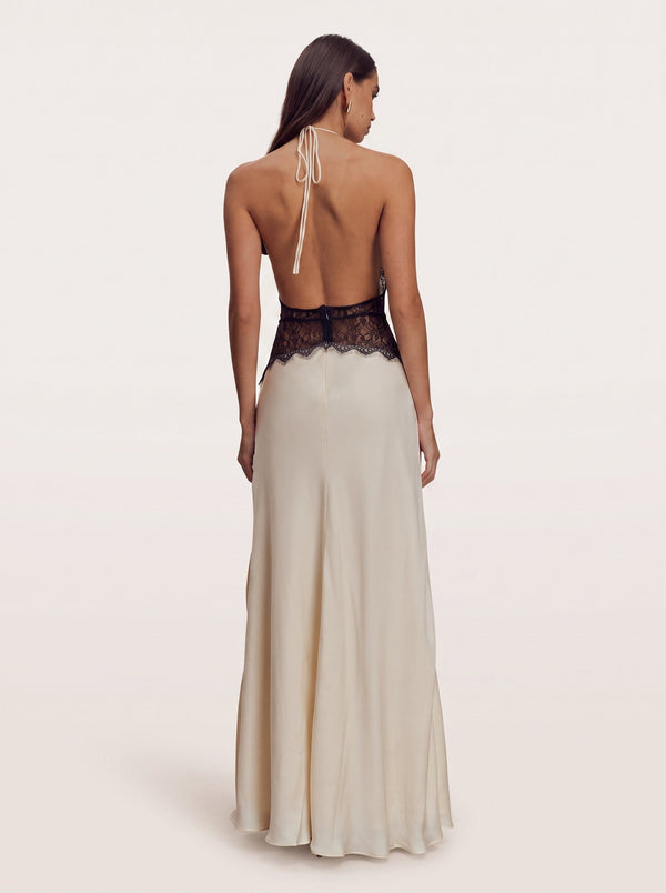 Lace Corset Halter Maxi