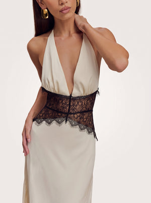 Lace Corset Halter Maxi
