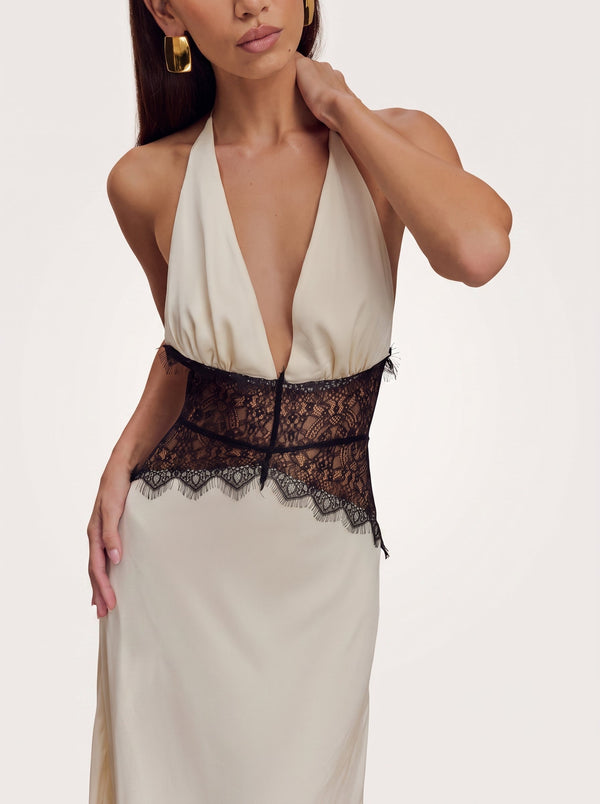 Lace Corset Halter Maxi