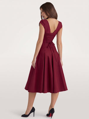 Square Neck A-Line Midi Dress