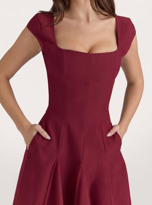 Square Neck A-Line Midi Dress