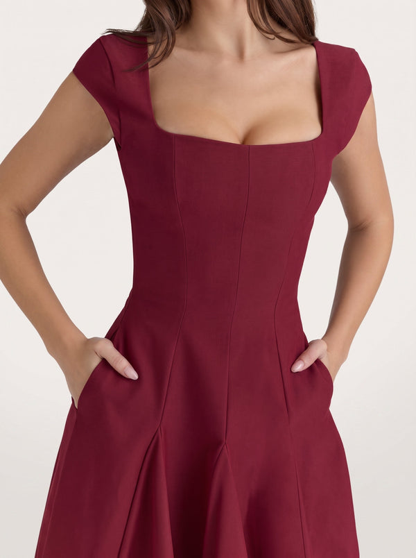 Square Neck A-Line Midi Dress