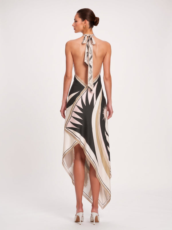 Geometric Print Halter Maxi