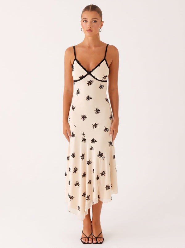 Lace Trim Floral Slip Dress