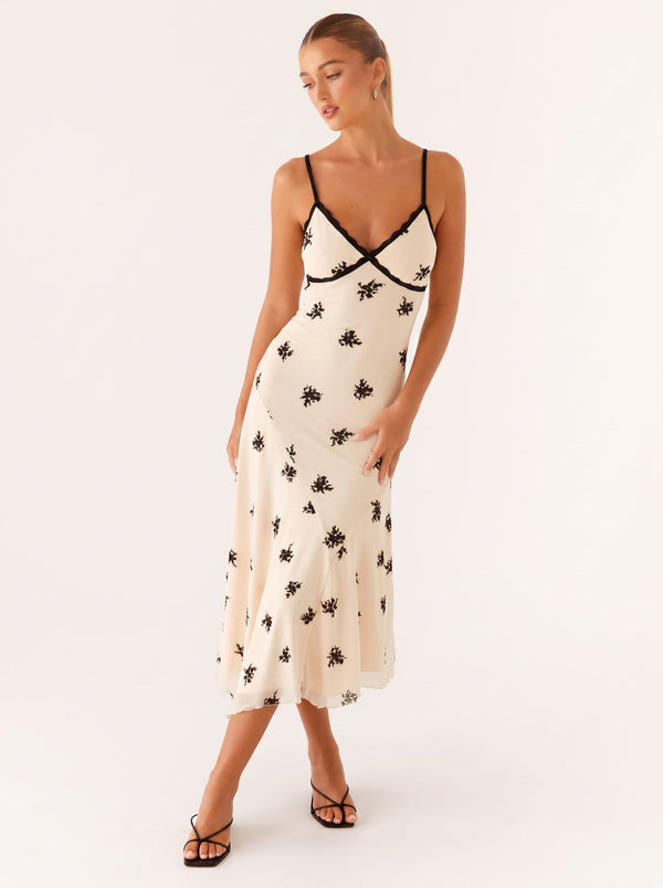 Lace Trim Floral Slip Dress