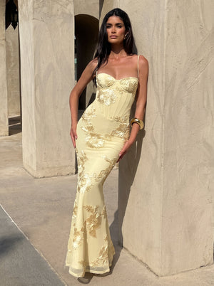 Gold Floral Corset Gown