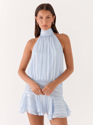 Backless Halter Ruffle Mini Dress