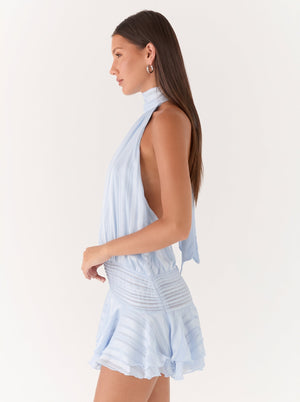 Backless Halter Ruffle Mini Dress