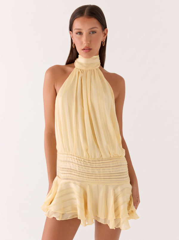 Backless Halter Ruffle Mini Dress