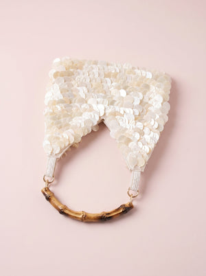 Sequin Bamboo Handle Hobo