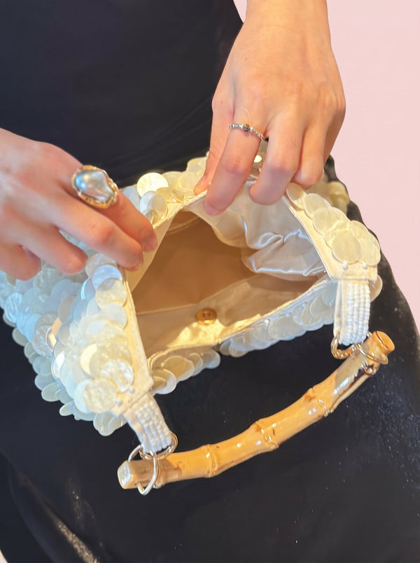 Sequin Bamboo Handle Hobo