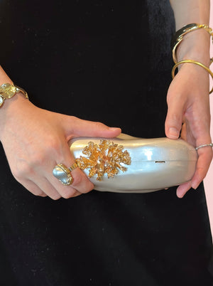 Pearl Coral Clasp Clutch