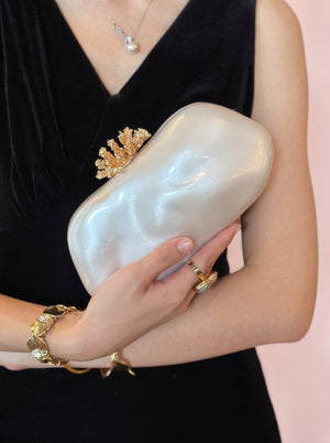 Pearl Coral Clasp Clutch