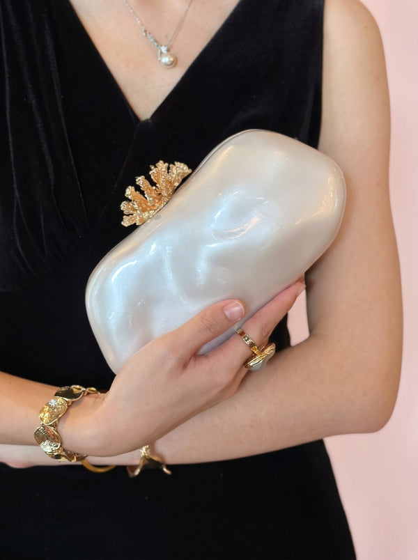 Pearl Coral Clasp Clutch