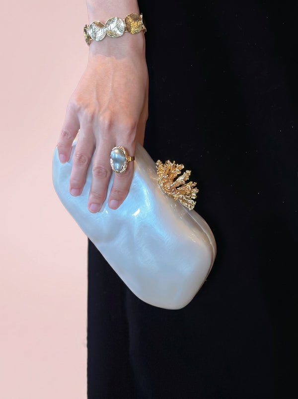 Pearl Coral Clasp Clutch