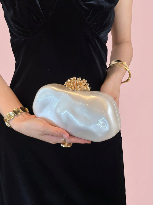 Pearl Coral Clasp Clutch
