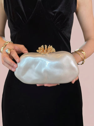 Pearl Coral Clasp Clutch