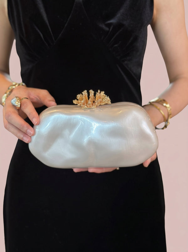 Pearl Coral Clasp Clutch
