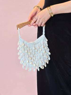 Cowrie Shell Wooden Tote