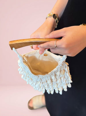 Cowrie Shell Wooden Tote