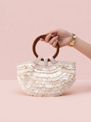 Sequin Shell Ring-Handle Bag