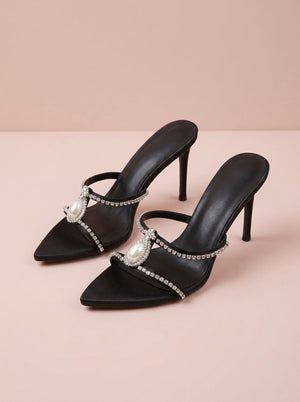 Crystal Embellished Stiletto Mule