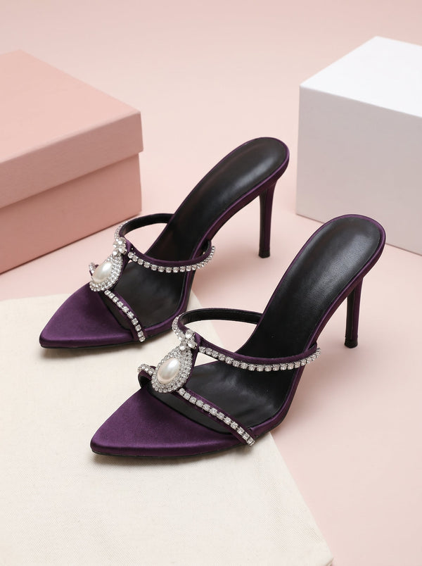 Crystal Embellished Stiletto Mule