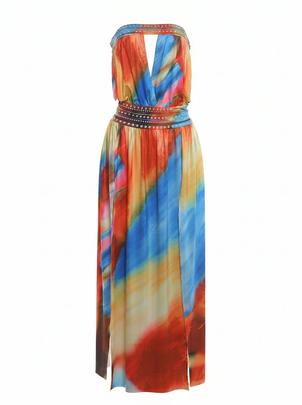 Rhine Strapless Slit Maxi
