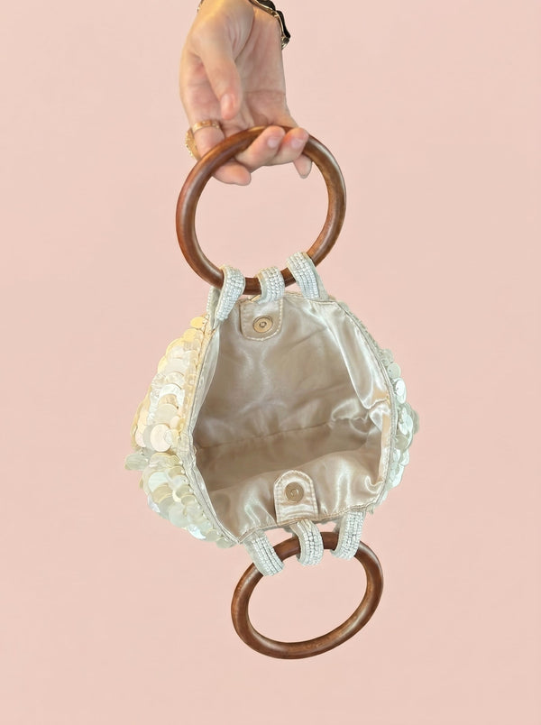 Sequin Shell Ring-Handle Bag